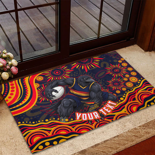 Personalized Adelaide Crows AFL Mascot Rubber Doormat Aboriginal Dot Art - Dreamtime Football Mascot