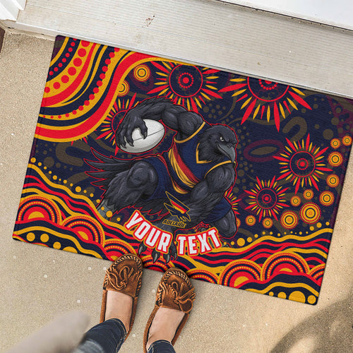 Personalized Adelaide Crows AFL Mascot Rubber Doormat Aboriginal Dot Art - Dreamtime Football Mascot