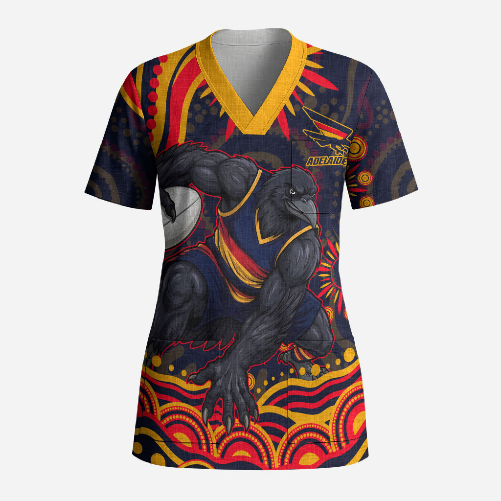Personalized Adelaide Crows AFL Mascot Scrub Top Aboriginal Dot Art - Dreamtime Football Mascot