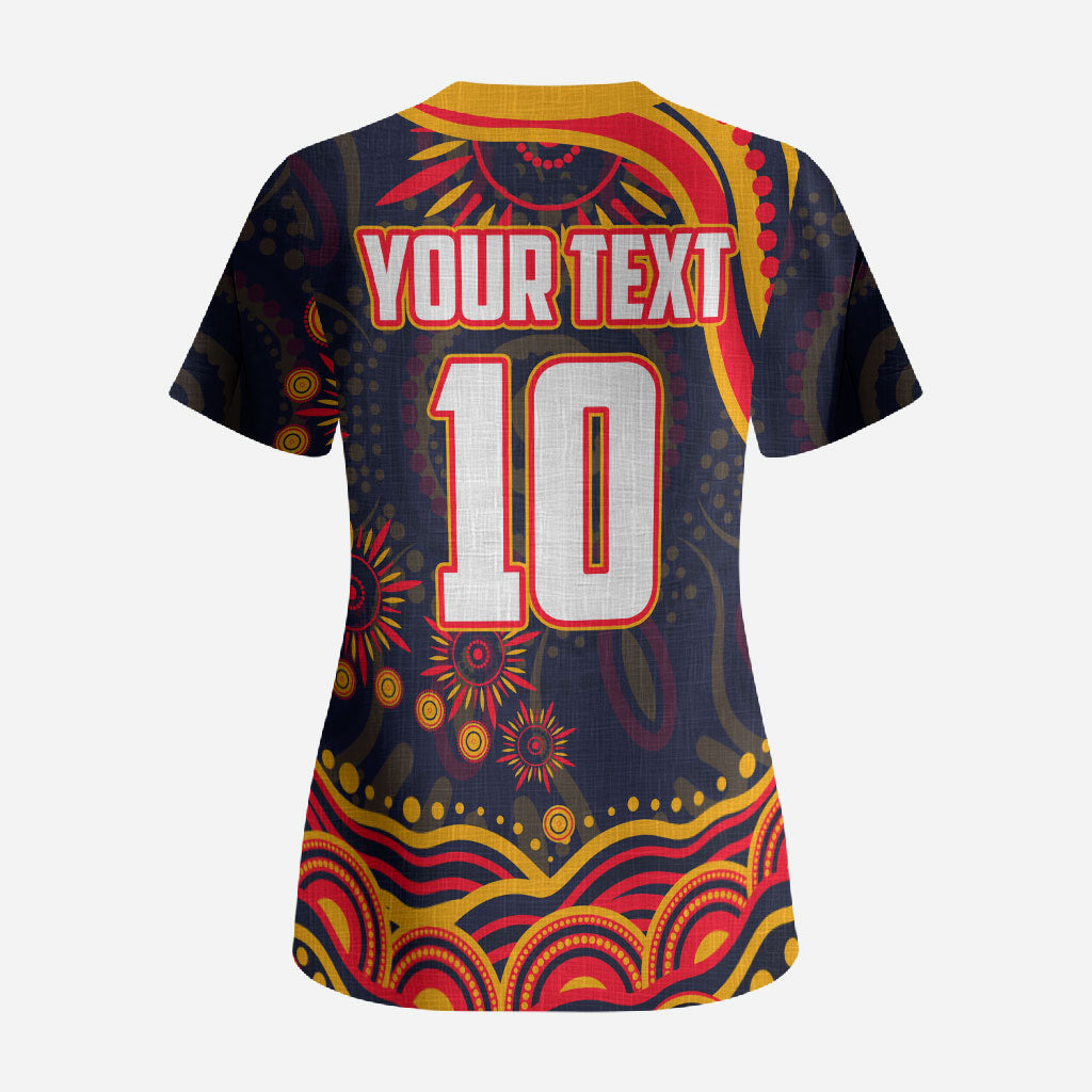 Personalized Adelaide Crows AFL Mascot Scrub Top Aboriginal Dot Art - Dreamtime Football Mascot