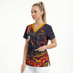 Personalized Adelaide Crows AFL Mascot Scrub Top Aboriginal Dot Art - Dreamtime Football Mascot