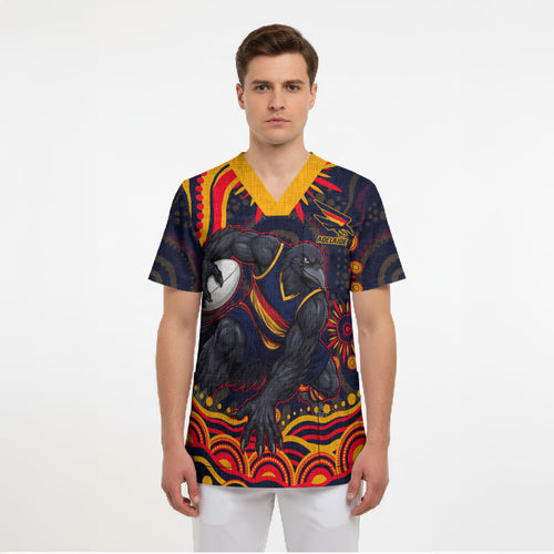 Personalized Adelaide Crows AFL Mascot Scrub Top Aboriginal Dot Art - Dreamtime Football Mascot