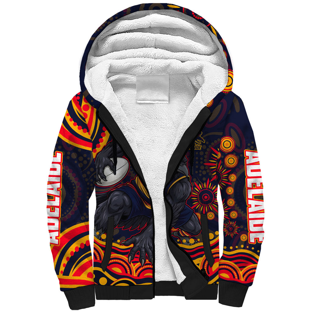 Personalized Adelaide Crows AFL Mascot Sherpa Hoodie Aboriginal Dot Art - Dreamtime Football Mascot