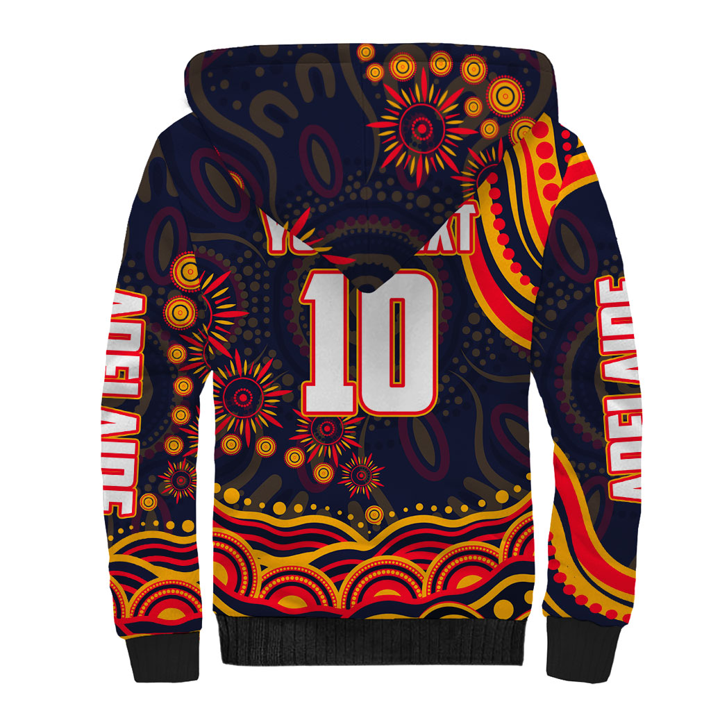 Personalized Adelaide Crows AFL Mascot Sherpa Hoodie Aboriginal Dot Art - Dreamtime Football Mascot