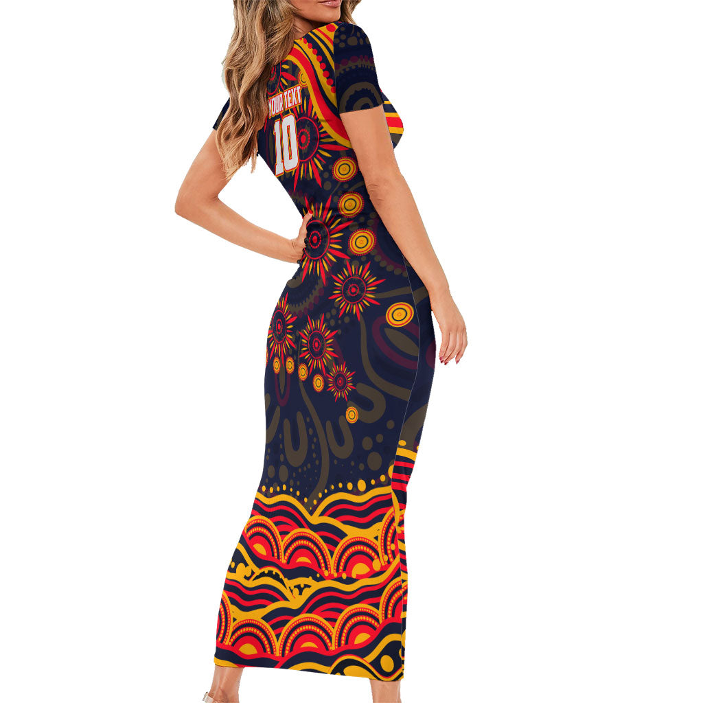 Personalized Adelaide Crows AFL Mascot Short Sleeve Bodycon Dress Aboriginal Dot Art - Dreamtime Football Mascot