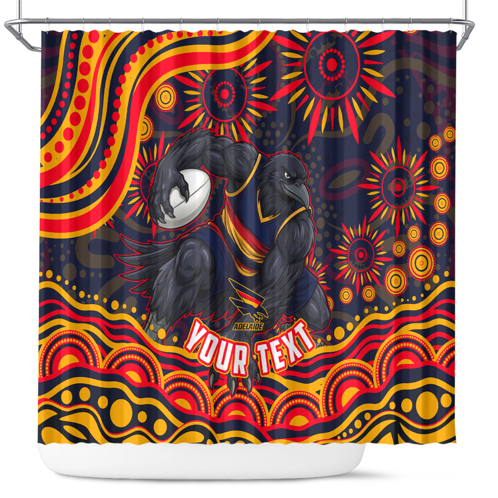 Personalized Adelaide Crows AFL Mascot Shower Curtain Aboriginal Dot Art - Dreamtime Football Mascot