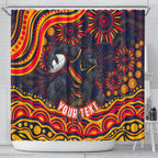 Personalized Adelaide Crows AFL Mascot Shower Curtain Aboriginal Dot Art - Dreamtime Football Mascot