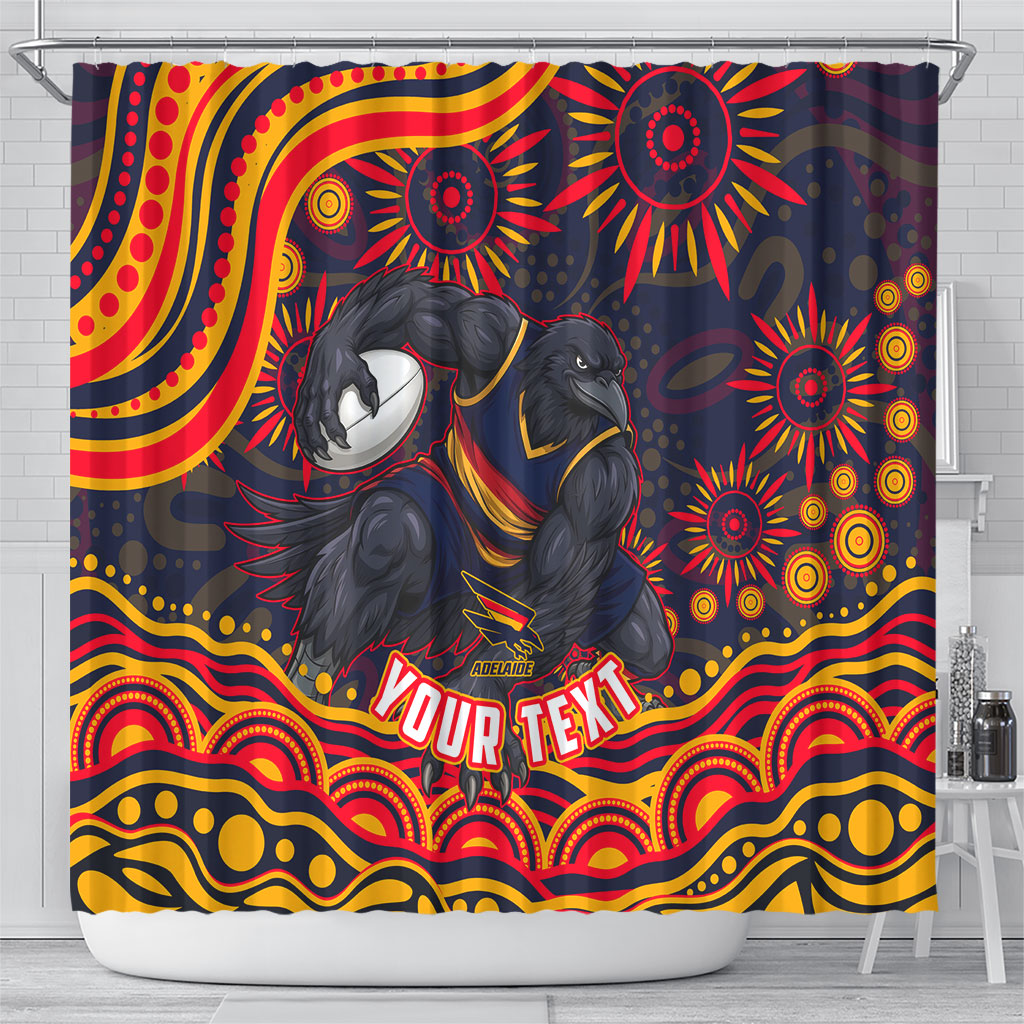 Personalized Adelaide Crows AFL Mascot Shower Curtain Aboriginal Dot Art - Dreamtime Football Mascot