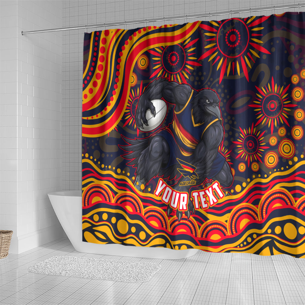 Personalized Adelaide Crows AFL Mascot Shower Curtain Aboriginal Dot Art - Dreamtime Football Mascot