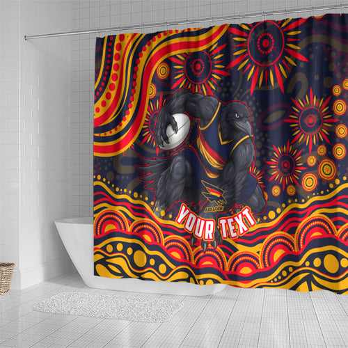 Personalized Adelaide Crows AFL Mascot Shower Curtain Aboriginal Dot Art - Dreamtime Football Mascot