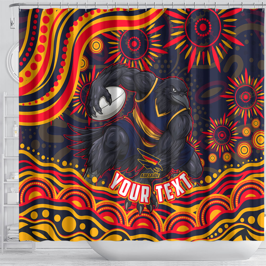 Personalized Adelaide Crows AFL Mascot Shower Curtain Aboriginal Dot Art - Dreamtime Football Mascot