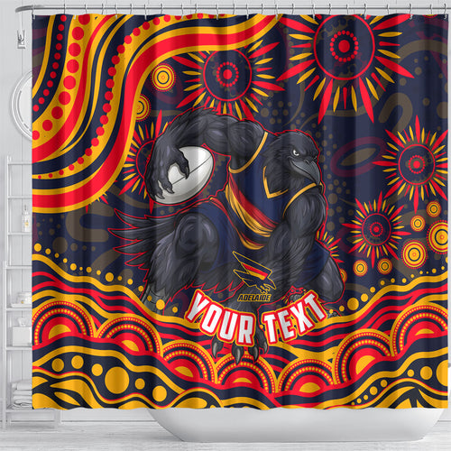 Personalized Adelaide Crows AFL Mascot Shower Curtain Aboriginal Dot Art - Dreamtime Football Mascot