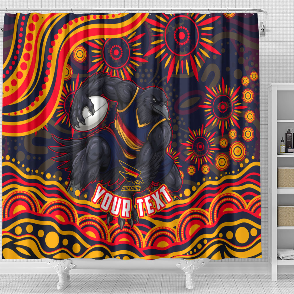 Personalized Adelaide Crows AFL Mascot Shower Curtain Aboriginal Dot Art - Dreamtime Football Mascot