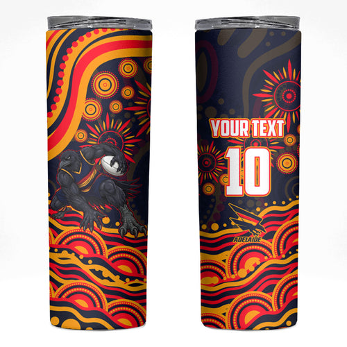 Personalized Adelaide Crows AFL Mascot Skinny Tumbler Aboriginal Dot Art - Dreamtime Football Mascot