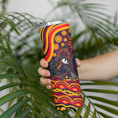 Personalized Adelaide Crows AFL Mascot Skinny Tumbler Aboriginal Dot Art - Dreamtime Football Mascot
