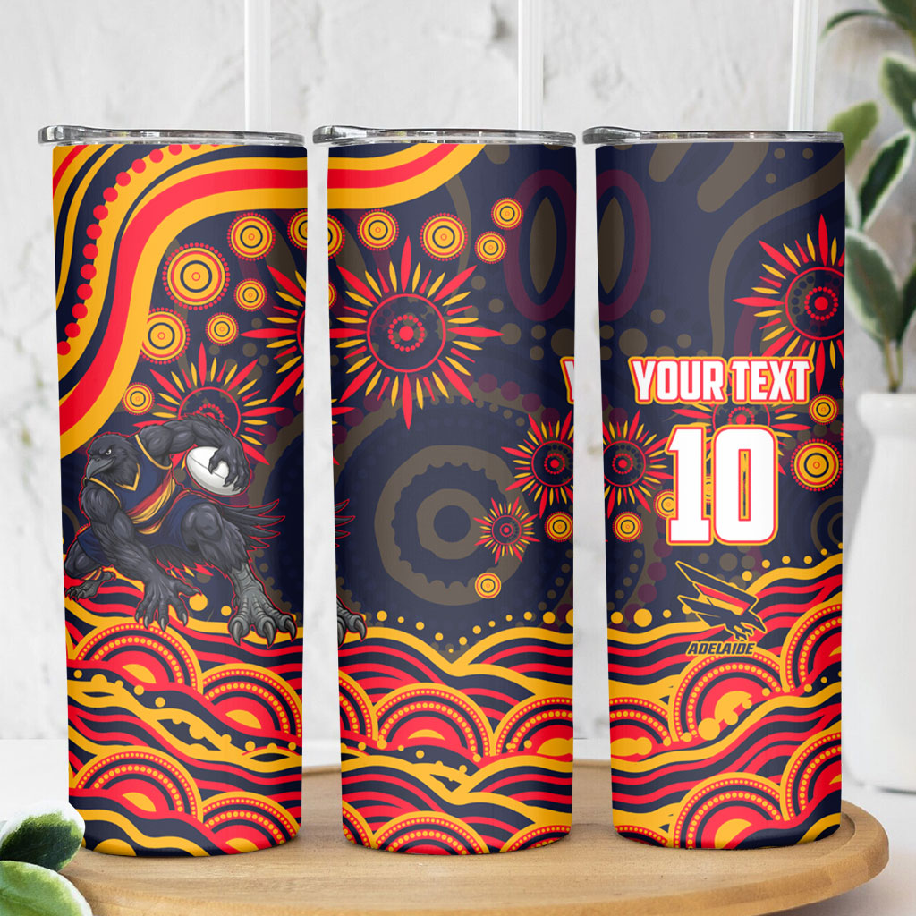 Personalized Adelaide Crows AFL Mascot Skinny Tumbler Aboriginal Dot Art - Dreamtime Football Mascot