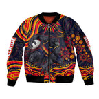 Personalized Adelaide Crows AFL Mascot Sleeve Zip Bomber Jacket Aboriginal Dot Art - Dreamtime Football Mascot