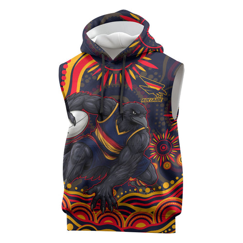 Personalized Adelaide Crows AFL Mascot Sleeveless Hoodie Aboriginal Dot Art - Dreamtime Football Mascot