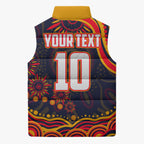Personalized Adelaide Crows AFL Mascot Sleeveless Puffer Jacket Aboriginal Dot Art - Dreamtime Football Mascot