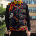 Personalized Adelaide Crows AFL Mascot Sleeveless Puffer Jacket Aboriginal Dot Art - Dreamtime Football Mascot