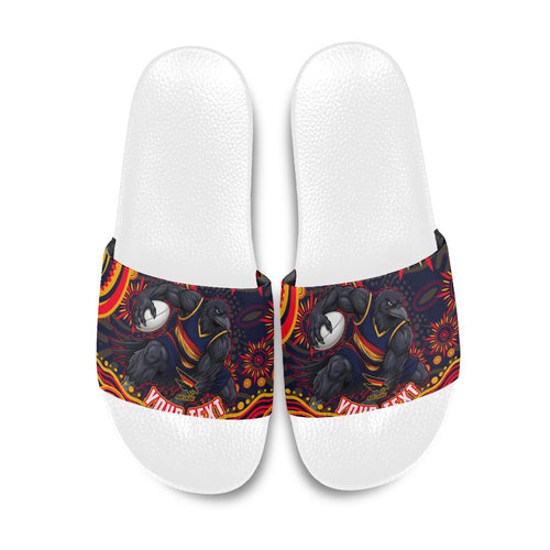 Personalized Adelaide Crows AFL Mascot Slide Sandals Aboriginal Dot Art - Dreamtime Football Mascot