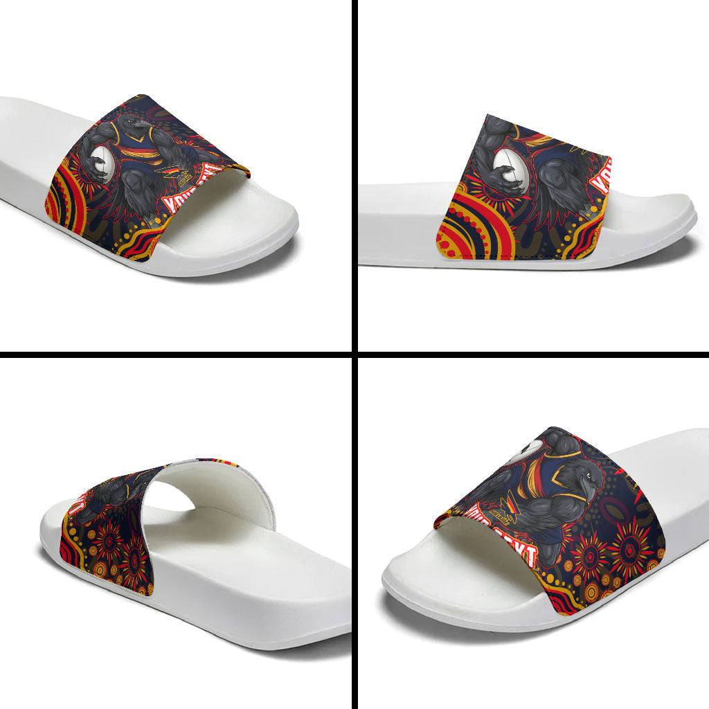 Personalized Adelaide Crows AFL Mascot Slide Sandals Aboriginal Dot Art - Dreamtime Football Mascot