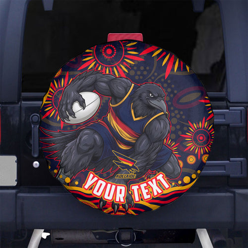 Personalized Adelaide Crows AFL Mascot Spare Tire Cover Aboriginal Dot Art - Dreamtime Football Mascot