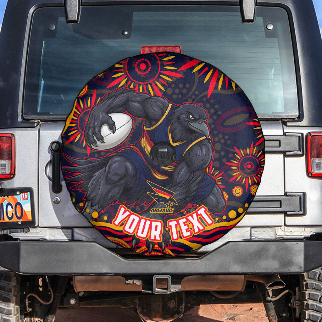 Personalized Adelaide Crows AFL Mascot Spare Tire Cover Aboriginal Dot Art - Dreamtime Football Mascot
