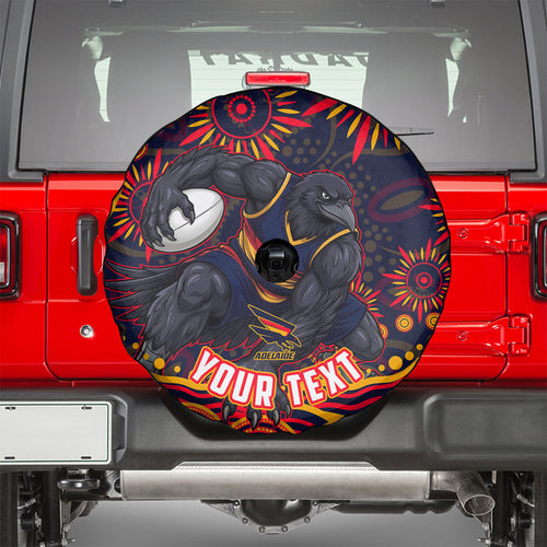 Personalized Adelaide Crows AFL Mascot Spare Tire Cover Aboriginal Dot Art - Dreamtime Football Mascot