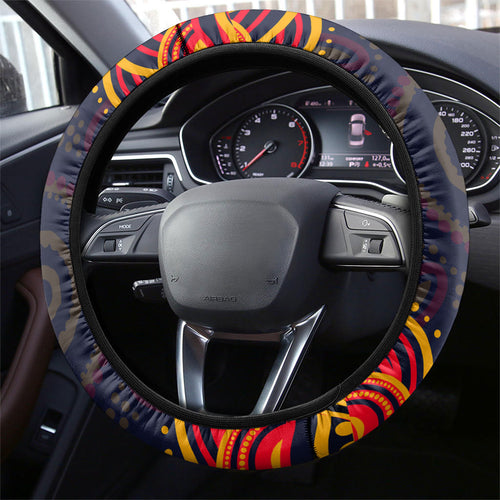 Adelaide Crows AFL Mascot Steering Wheel Cover Aboriginal Dot Art - Dreamtime Football Mascot