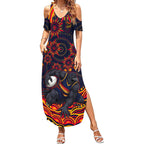 Personalized Adelaide Crows AFL Mascot Summer Maxi Dress Aboriginal Dot Art - Dreamtime Football Mascot
