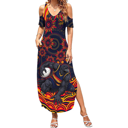 Personalized Adelaide Crows AFL Mascot Summer Maxi Dress Aboriginal Dot Art - Dreamtime Football Mascot