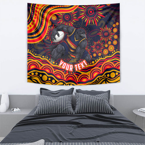 Personalized Adelaide Crows AFL Mascot Tapestry Aboriginal Dot Art - Dreamtime Football Mascot