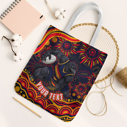 Personalized Adelaide Crows AFL Mascot Tote Bag Aboriginal Dot Art - Dreamtime Football Mascot