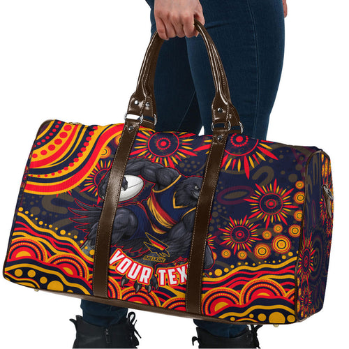 Personalized Adelaide Crows AFL Mascot Travel Bag Aboriginal Dot Art - Dreamtime Football Mascot