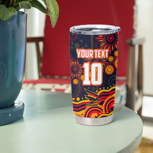 Personalized Adelaide Crows AFL Mascot Tumbler Cup Aboriginal Dot Art - Dreamtime Football Mascot