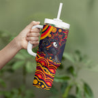 Personalized Adelaide Crows AFL Mascot Tumbler With Handle Aboriginal Dot Art - Dreamtime Football Mascot