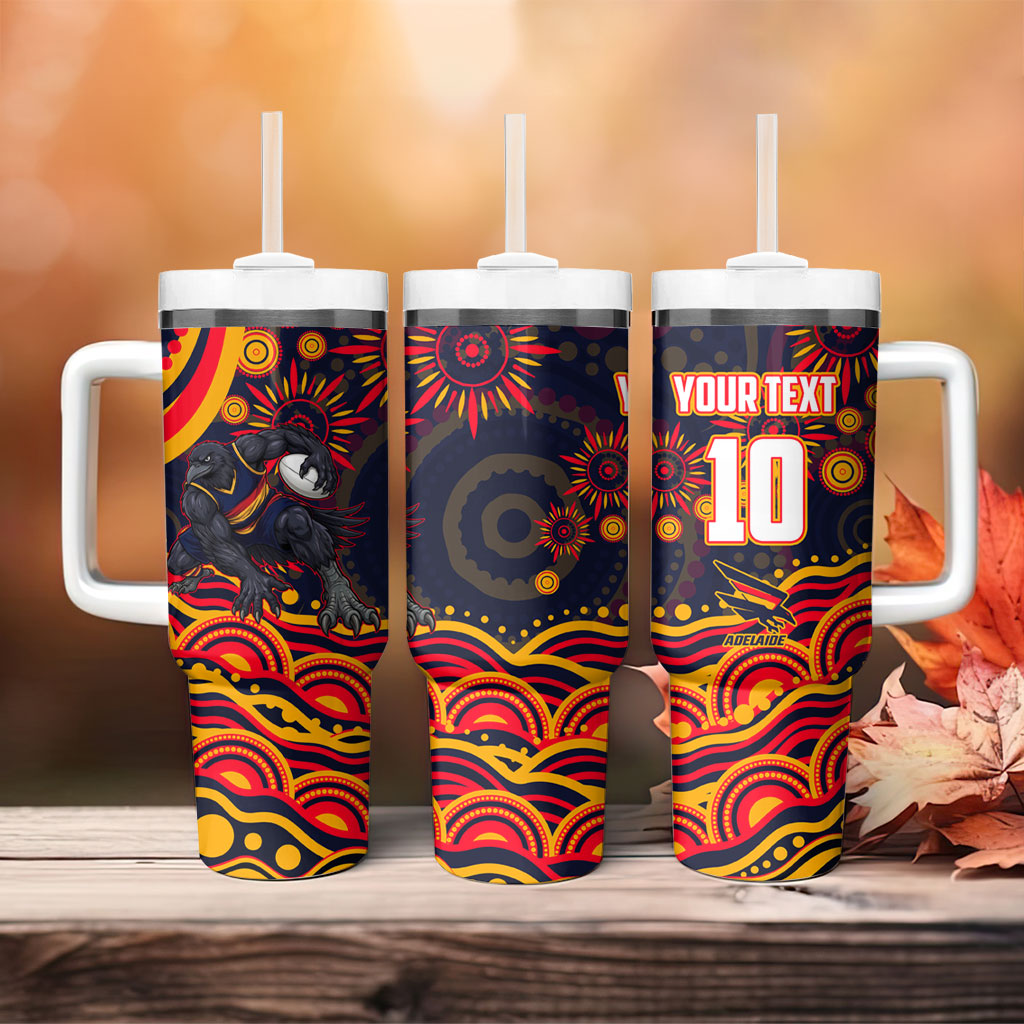 Personalized Adelaide Crows AFL Mascot Tumbler With Handle Aboriginal Dot Art - Dreamtime Football Mascot