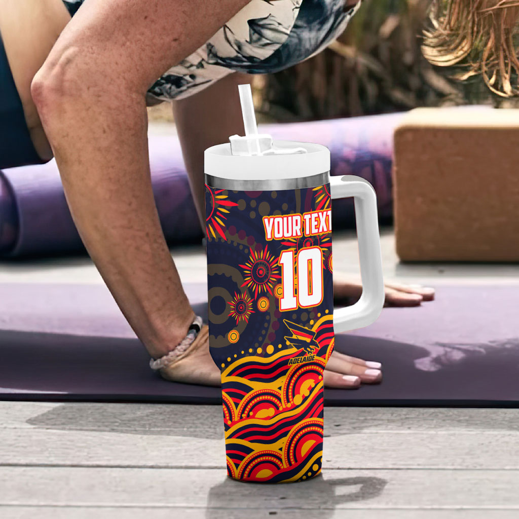 Personalized Adelaide Crows AFL Mascot Tumbler With Handle Aboriginal Dot Art - Dreamtime Football Mascot