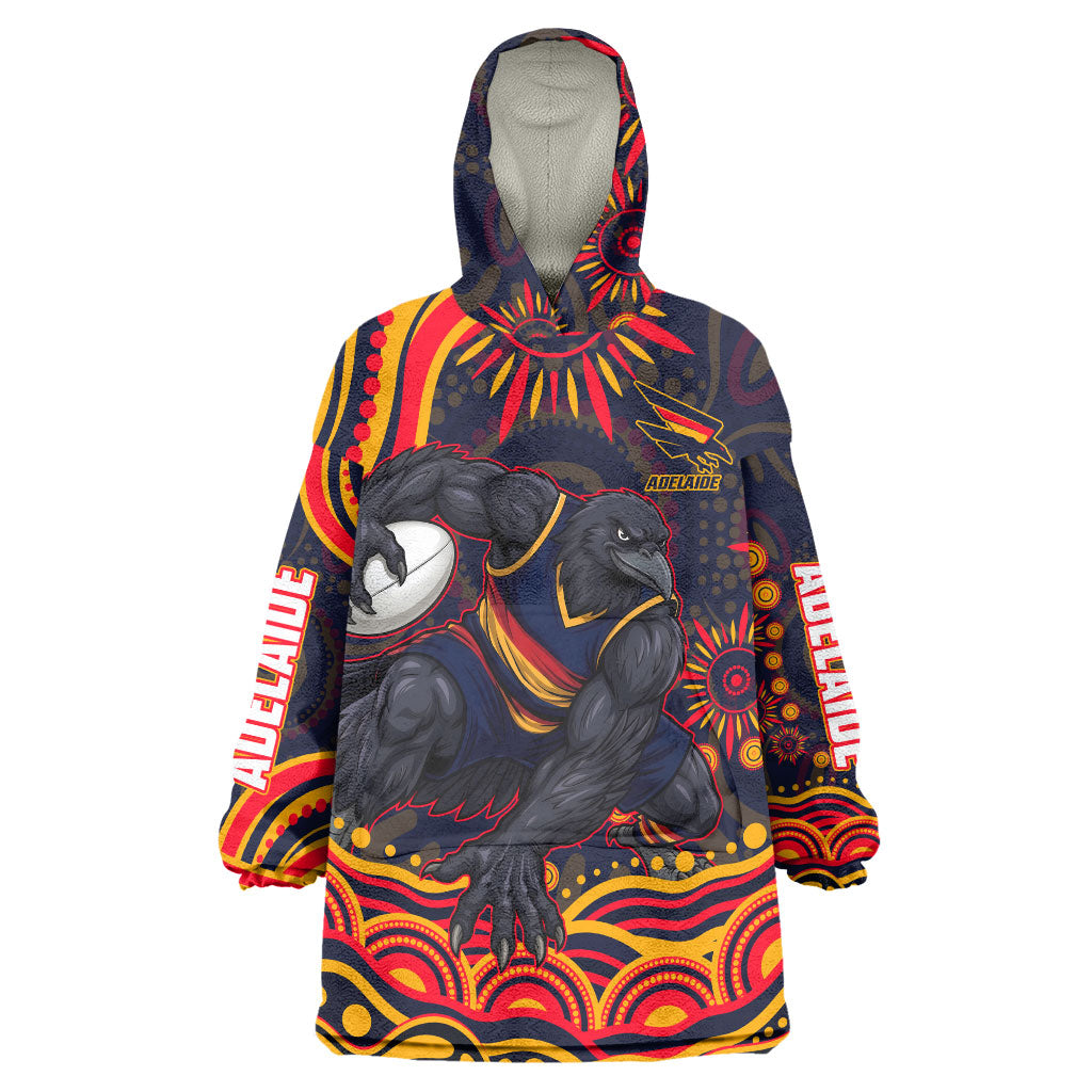 Personalized Adelaide Crows AFL Mascot Wearable Blanket Hoodie Aboriginal Dot Art - Dreamtime Football Mascot
