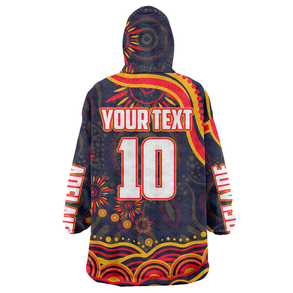 Personalized Adelaide Crows AFL Mascot Wearable Blanket Hoodie Aboriginal Dot Art - Dreamtime Football Mascot