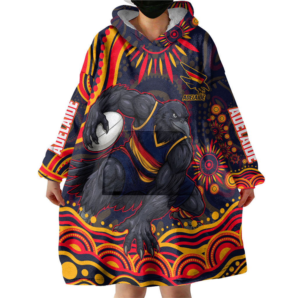 Personalized Adelaide Crows AFL Mascot Wearable Blanket Hoodie Aboriginal Dot Art - Dreamtime Football Mascot