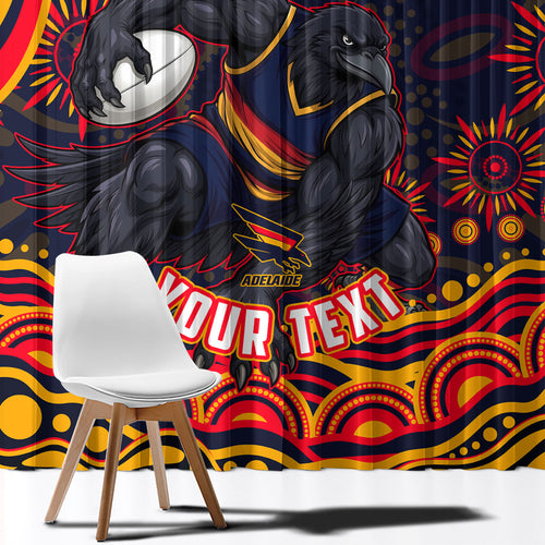 Personalized Adelaide Crows AFL Mascot Window Curtain Aboriginal Dot Art - Dreamtime Football Mascot
