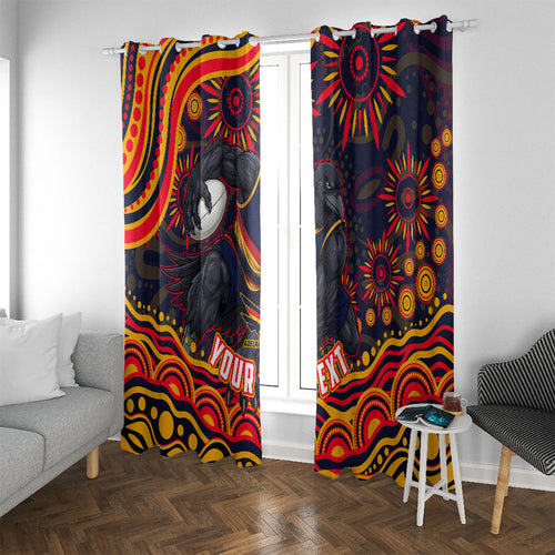 Personalized Adelaide Crows AFL Mascot Window Curtain Aboriginal Dot Art - Dreamtime Football Mascot