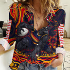 Personalized Adelaide Crows AFL Mascot Women Casual Shirt Aboriginal Dot Art - Dreamtime Football Mascot