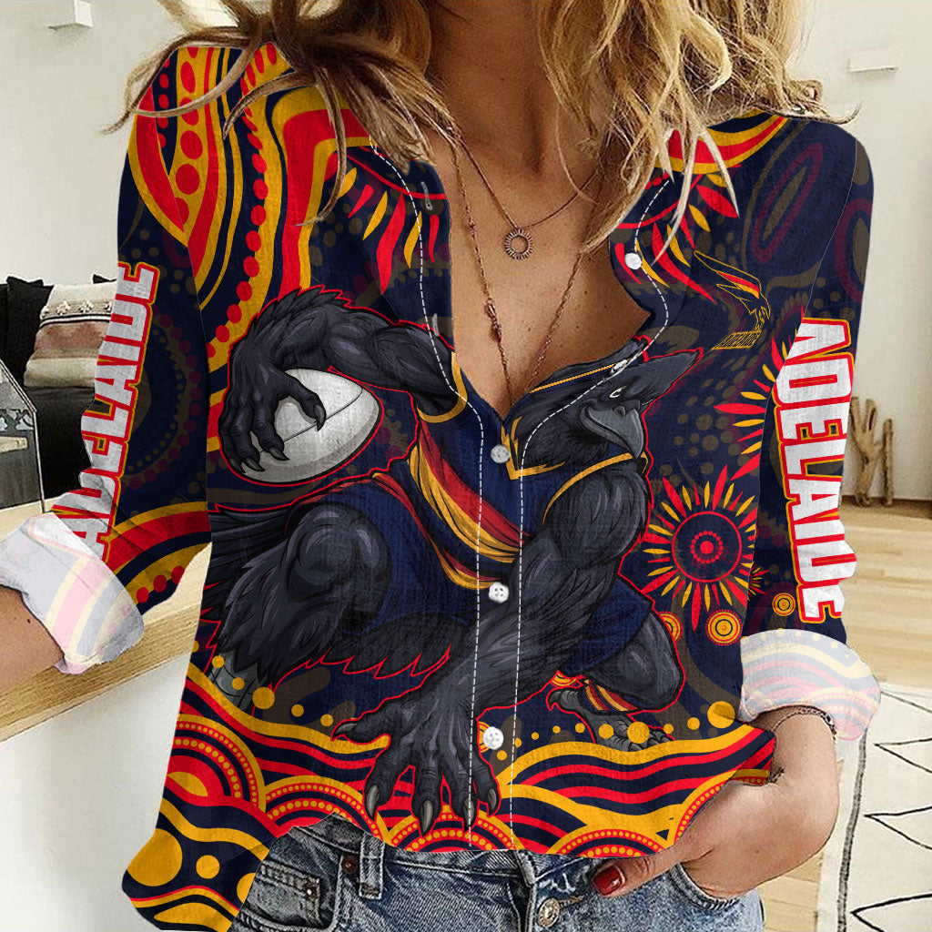 Personalized Adelaide Crows AFL Mascot Women Casual Shirt Aboriginal Dot Art - Dreamtime Football Mascot