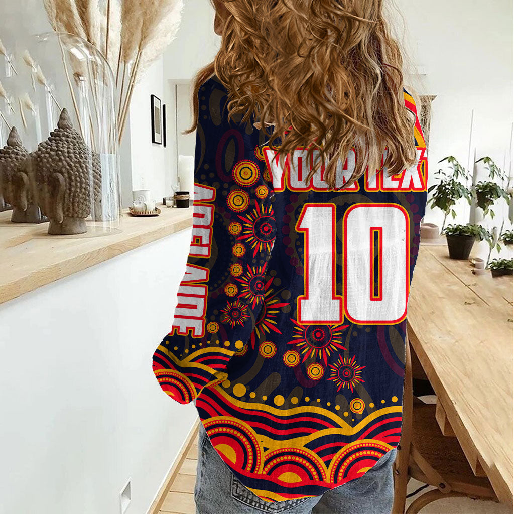 Personalized Adelaide Crows AFL Mascot Women Casual Shirt Aboriginal Dot Art - Dreamtime Football Mascot