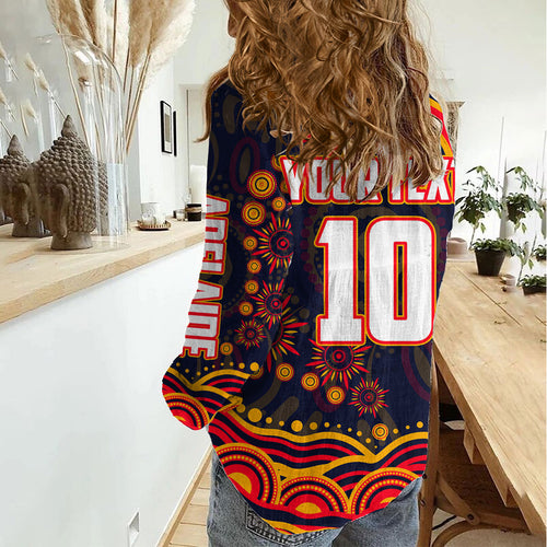 Personalized Adelaide Crows AFL Mascot Women Casual Shirt Aboriginal Dot Art - Dreamtime Football Mascot