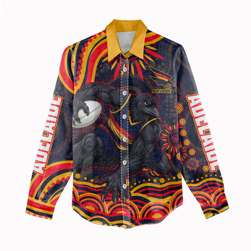 Personalized Adelaide Crows AFL Mascot Women Casual Shirt Aboriginal Dot Art - Dreamtime Football Mascot
