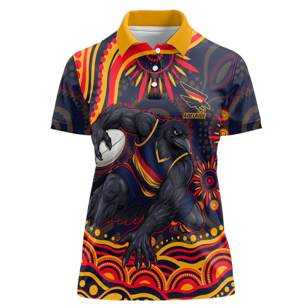 Personalized Adelaide Crows AFL Mascot Women Polo Shirt Aboriginal Dot Art - Dreamtime Football Mascot